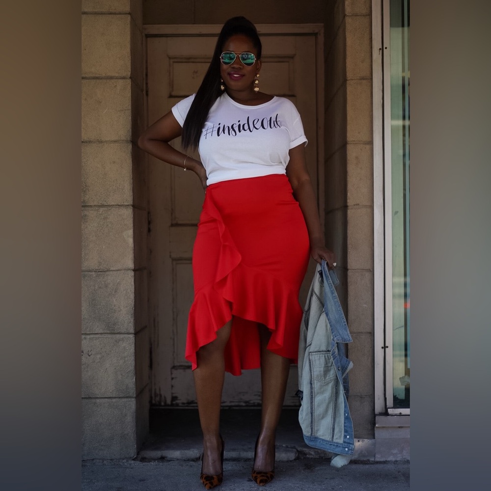 Red Ruffle Skirt